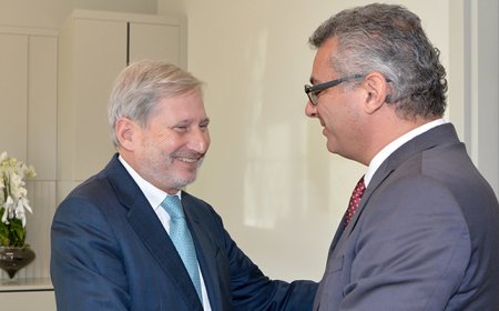 Cumhurbaşkanı Tufan Erhürman Johannes Hahn’ı kabul etti