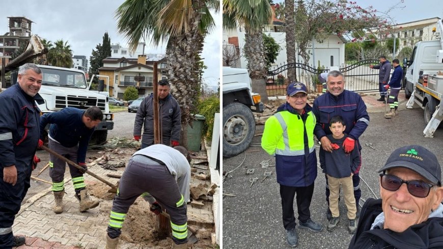 Başkan Katip Demir, personeli ile birlikte gün boyu çalışmalara katıldı